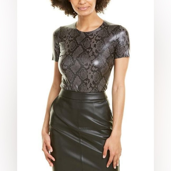 Commando Snake Print Faux Leather Tee Bodysuit - Picture 2 of 7